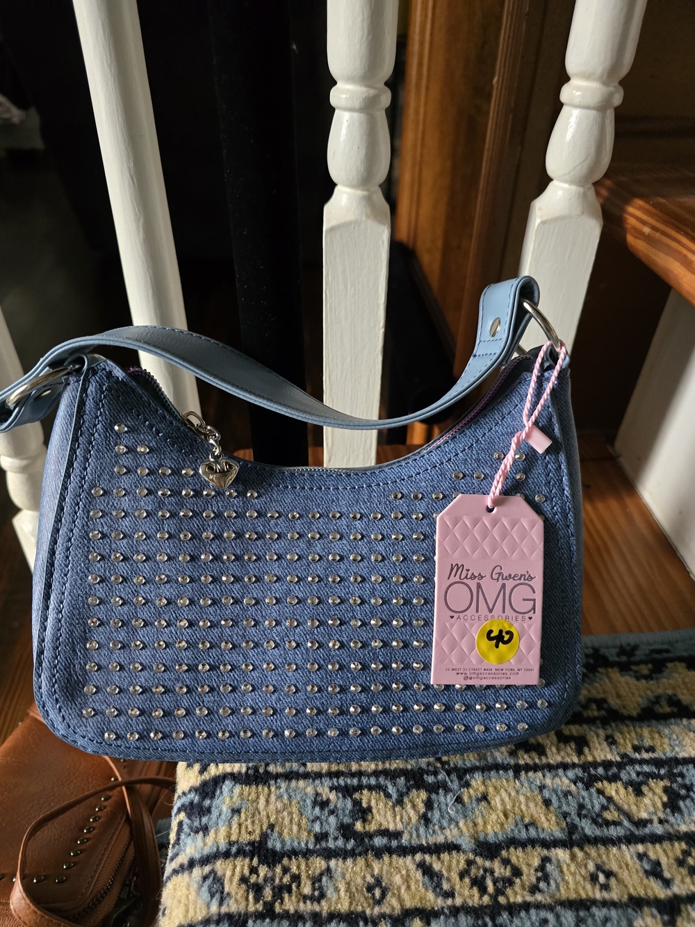 Miss Gwen's OMG Sky Blue Studded Shoulder Bag